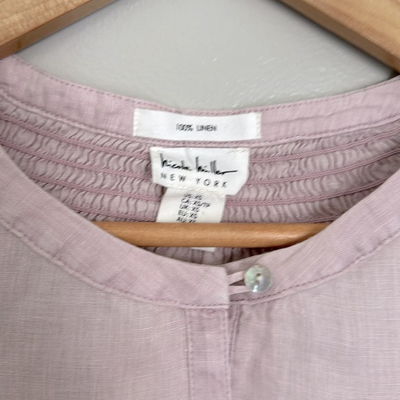 Nicole Miller 100% linen 3/4 sleeve blouse - Picture 2 of 3
